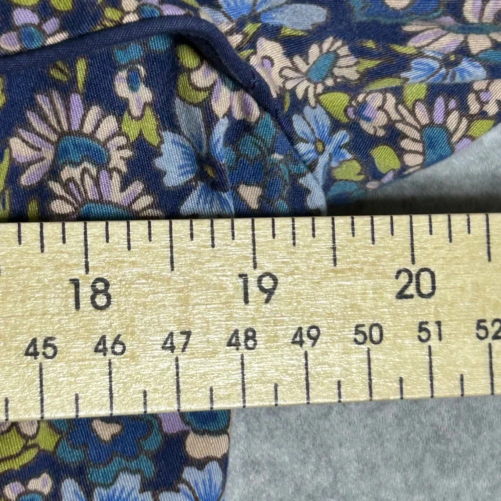 Elevenses Floral Trench Coat Women M 10 Blue Botanical Belted Jacket Cottagecore